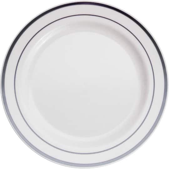 7.5&#x22; Round Lunch Plates with Silver Trim by Celebrate It&#x2122;, 10ct.